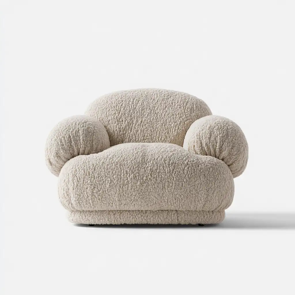 Poltrona dal profilo contemporaneo, beige, per la casa