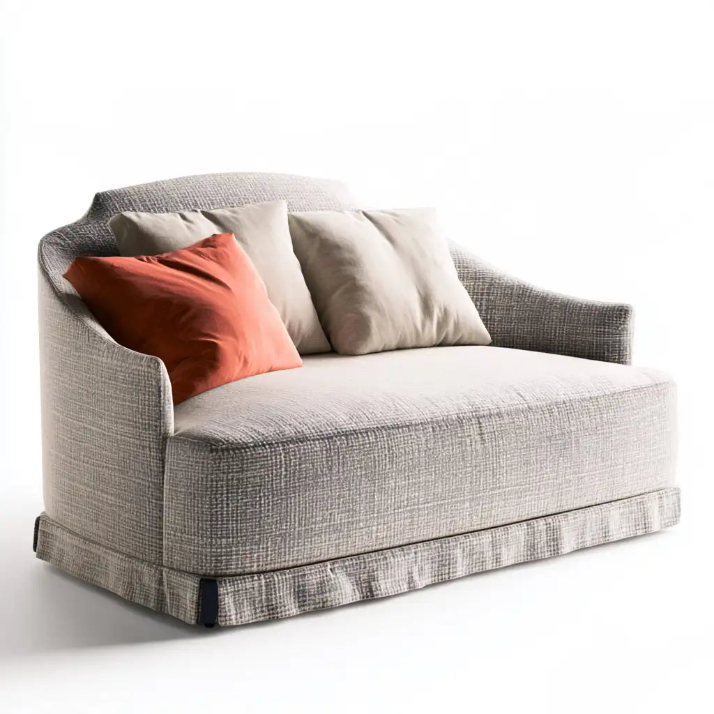 Poltrona dal design essenziale, grigio e beige, per la casa