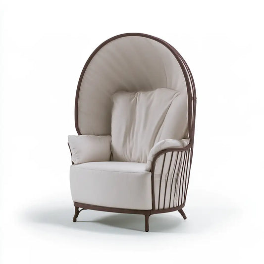 Poltrona dal profilo contemporaneo, beige, per la casa