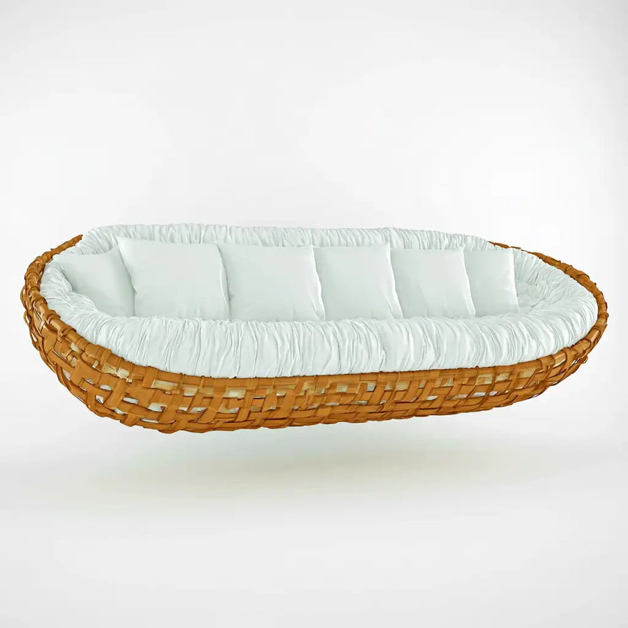 Divano dal design essenziale, bianco, per la casa