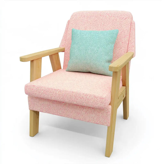 Poltrona dal design essenziale, rosa e beige, per la casa