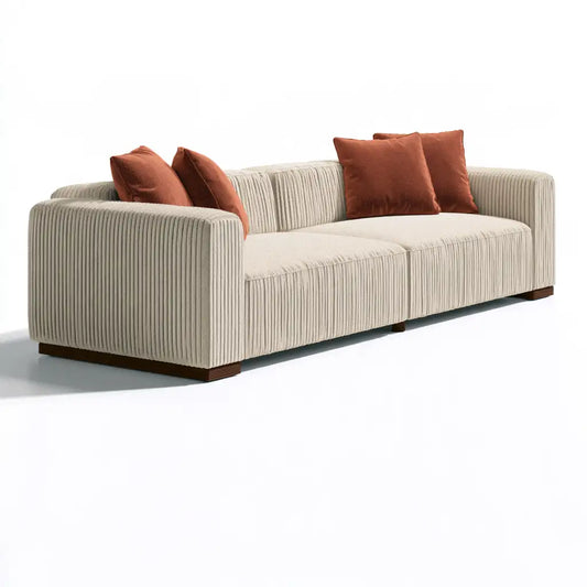 Divano dal design essenziale, beige, per la casa